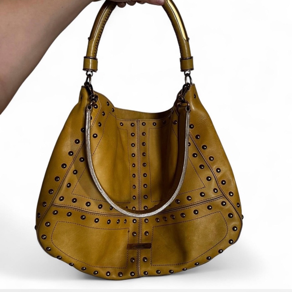 Burberry Yellow Gold Studded Hobo Bag - Picture 2 of 6